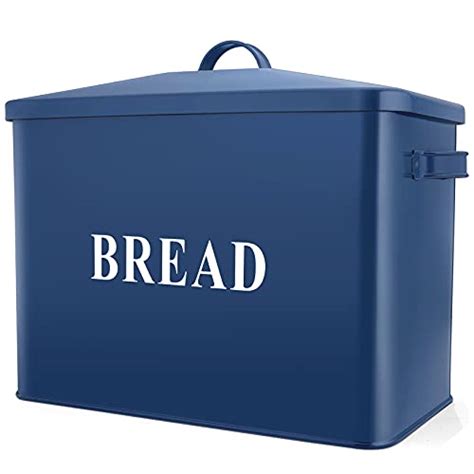 P&P CHEF Navy Blue Farmhouse Bread Box for Kitchen 